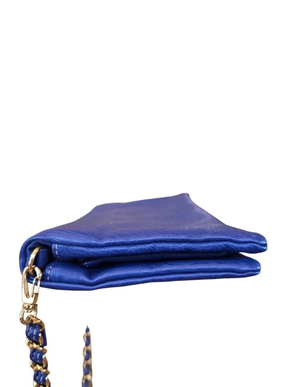 Tory Burch Cobalt Blue Pebbled Leather Convertible Clutch Shoulder Bag